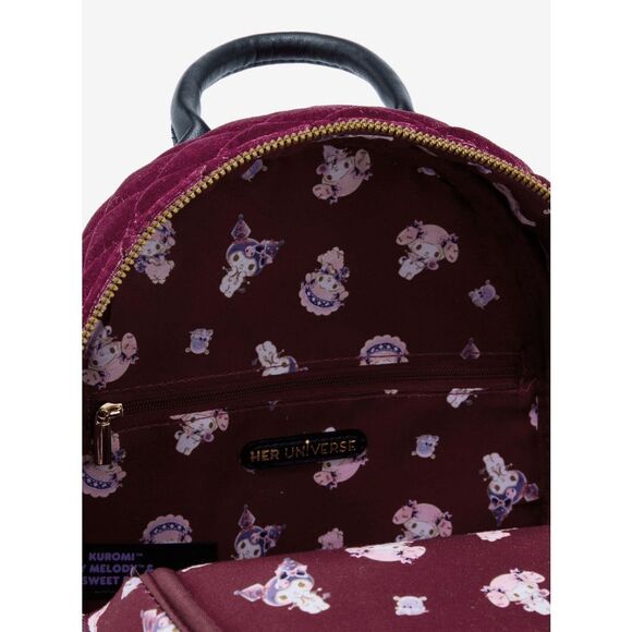 Her Universe Kuromi My Melody & My Sweet Piano Velvet Mini Backpack - Picture 4 of 4